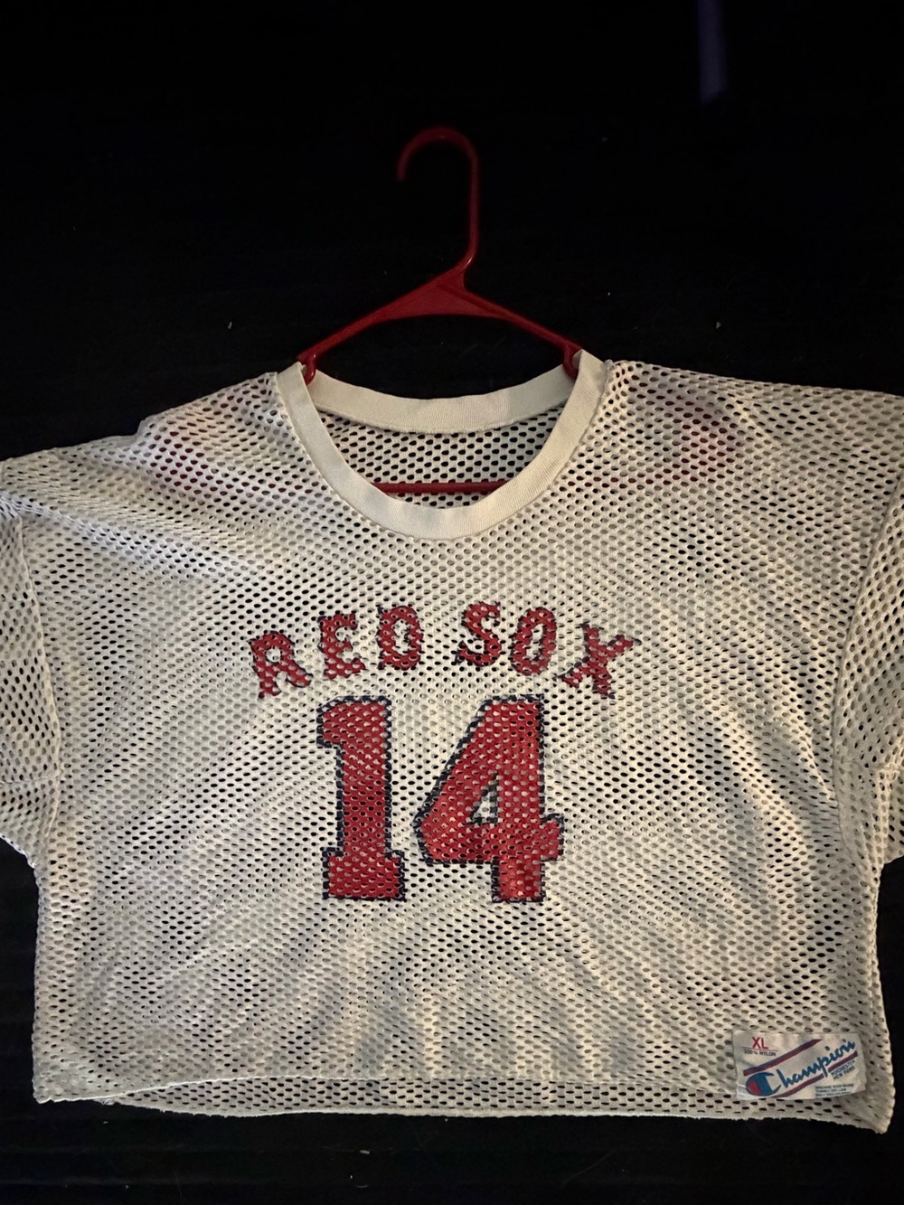 Vintage 80’s Champion Mesh cropped batting practice Red Sox Jim rice jersey XL